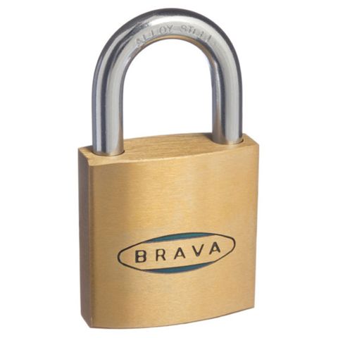 BRAVA 40MM PADLOCK KA6 423533 BRASS WITH STEEL SHACKLE - BRP