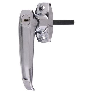 LOCK FOCUS L HANDLE FRONT FIX DOOR GATE SHED BRIGHT CHROME