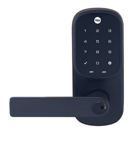 YALE ASSURE KEYED LEVER MATT BLACK WITH YALE HOME MODULE MB