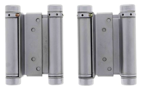 LENLOK DOUBLE ACTION, 100MM SPRING HINGE, PAIR, SATIN CHROME