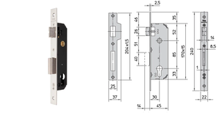 VIRO EURO CYL. MORTICE LOCK (30MM B/SET) - SINGLE-THROW