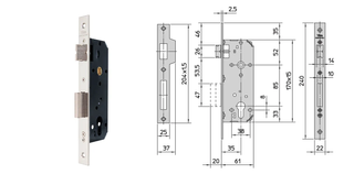 VIRO EURO CYL. MORTICE LOCK (35MM B/SET) - DOUBLE-THROW