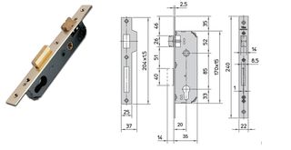 VIRO EURO CYL. MORTICE LOCK (20MM B/SET) - SINGLE-THROW