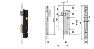 VIRO EURO CYL. MORTICE LOCK (35MM B/SET) - SINGLE-THROW