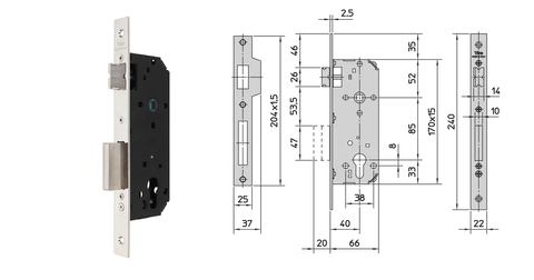 VIRO EURO CYL. MORTICE LOCK (40MM B/SET) - DOUBLE-THROW