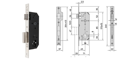 VIRO EURO CYL. MORTICE LOCK (45MM B/SET) - DOUBLE-THROW