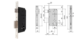 VIRO EURO CYL. MORTICE LOCK (60MM B/SET) - DOUBLE-THROW