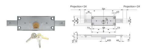 VIRO HEAVY DUTY ROLLER SHUTTER LOCK (154 X 59MM) *FIXED PIN*