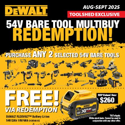 DEWALT 54V Bare Tool Multibuy Redemption Aug-Sept 2025