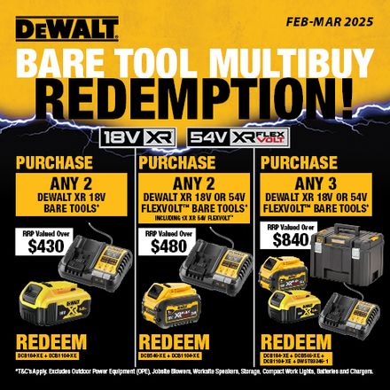 DEWALT Bare Tool Multibuy Redemption Feb-Mar 2025