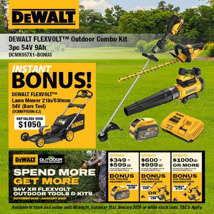 DEWALT OPE 3pc Kit Instant Bonus Lawn Mower Dec 25-Jan 26