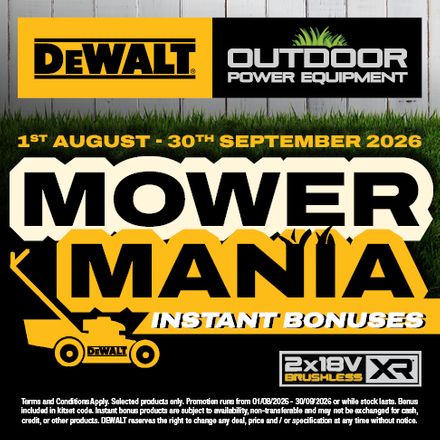 DEWALT Mower Mania Instant Bonuses - 1 Aug - 30 Sep 2026