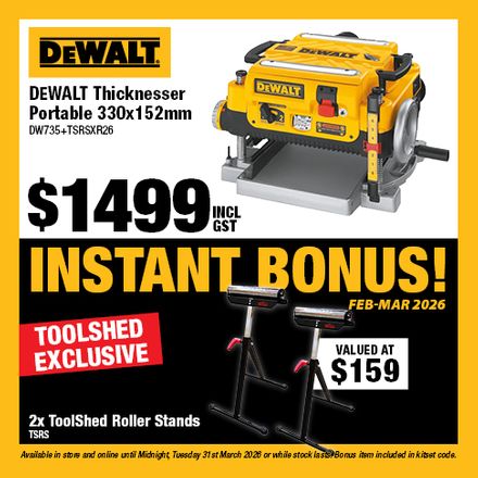 DEWALT 1 to 1 Instant Bonus Feb-Mar 2026 (DW735+TSRSXR26)