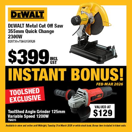 DEWALT 1 to 1 Instant Bonus Feb-Mar 2026 (D28730+TSAG15XR26)