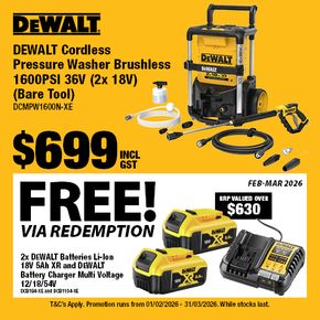 DEWALT Pressure Washer Redemption (DCMPW1600N-XE) Feb-Mar 2026