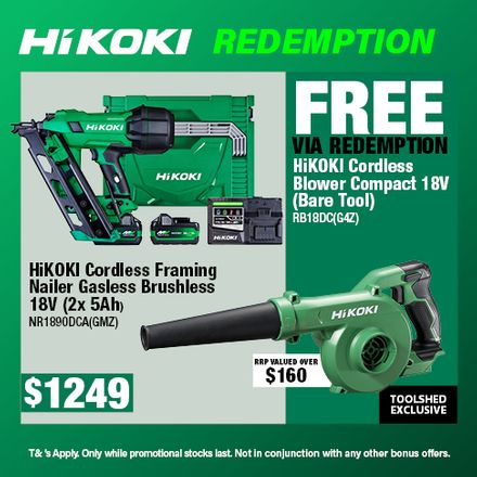 HiKOKI Framing Nailer (NR1890DCA(GMZ) TS Exclusive Red Mar 26