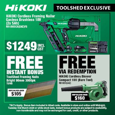  HiKOKI Framing Nailer (NR1890DCA(GMZ)FB) TS Exclusive Red Mar 26