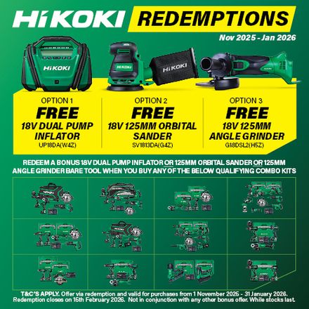 HiKOKI Combo Kit Redemption Nov 2025 - Jan 2026