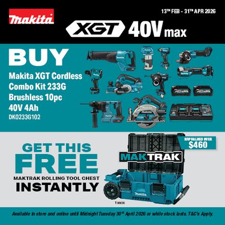 Makita 10PC 40Vmax XGT Combo Kit with MakTrak EXTENDED Feb-Apr 2026