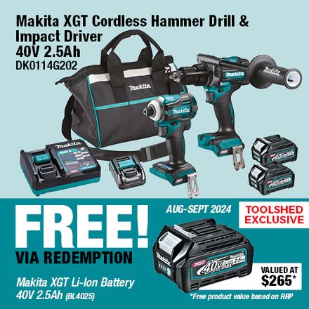 Makita Hammer Drill and Impact Driver with Redemption (DK0114G202) Aug-Sept 2024