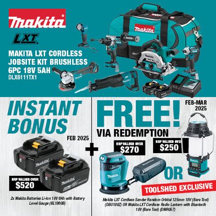 Makita LXT Jobsite Kit 6pc (DLX6111TX1) TSE Redemption Feb 2025