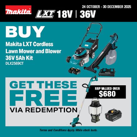 Makita LXT Lawn Mower (DLX2569CT) Redemption 24 Oct - 30 Dec 2025
