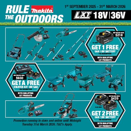 Makita Rule the Outdoors LXT Redemptions Sept 2025 - Mar 2026