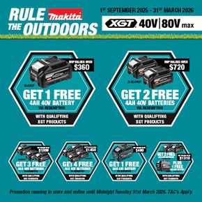 Makita Rule the Outdoors XGT Redemptions Sept 2025 - Mar 2026