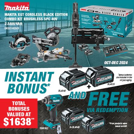 Makita XGT Black 5pc Kit (DK0214G501) (Bonus and Red) Oct-Dec 2024