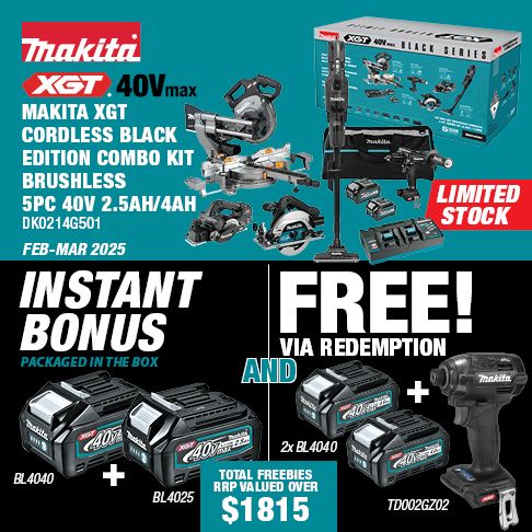 Makita XGT Black Series 5pc Kit (Bonus Red) Feb-Mar 2025