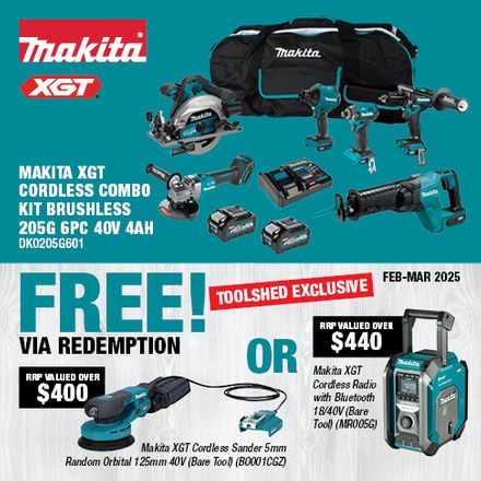 Makita XGT Jobsite Kit 6pc (DK0205G601) TSE Redemption Feb 2025