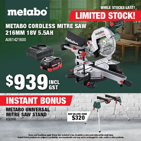 Metabo Cordless Mitre Saw - While Stock Lasts