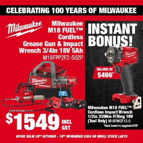 Milwaukee 100 Year (Grease Gun and Impact Wrench M18FPP2F2-502P)