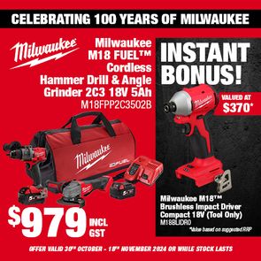 Milwaukee 100 Year (Hammer Drill and Angle Grinder M18FPP2C3502B)