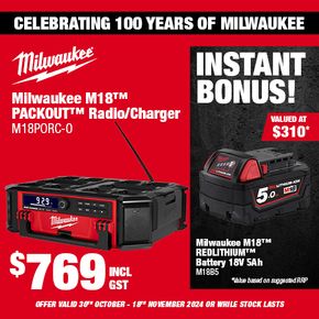 Milwaukee 100 Year (PACKOUT Radio Charger M18PORC-0)