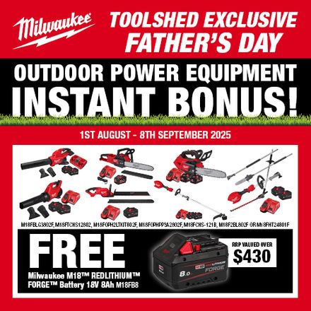 Milwaukee OPE Kit Instant Bonus FORGE Battery 1 Aug - 8 Sept 2025