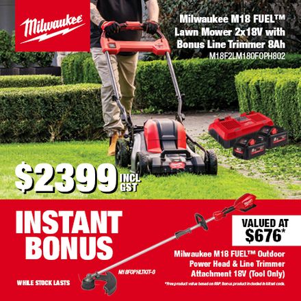 Milwaukee Lawn Mower Bonus Line Trimmer (M18F2LM180FOPH802) Oct 2024