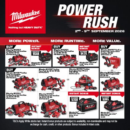 Milwaukee Power Rush Instant Bonus Battery