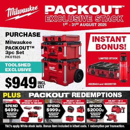 Milwaukee PACKOUT Exclusive Stack (PKOTS25) with Bonuses Aug 2025