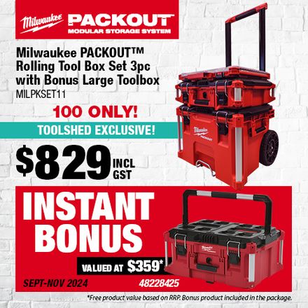 Milwaukee PACKOUT Kits with Instant Bonuses Sept 2024 (MILPKSET11)