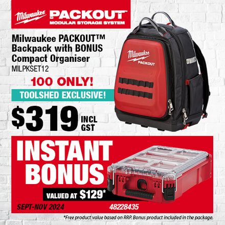 Milwaukee PACKOUT Kits with Instant Bonuses Sept 2024 (MILPKSET12)