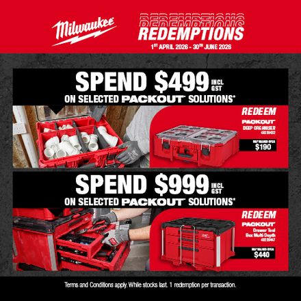  Milwaukee Packout Spend and Redeem 1 Apr - 31 Jun 2026