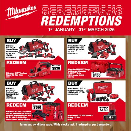 Milwaukee 1 to 1 Redemptions Jan-Mar 2026