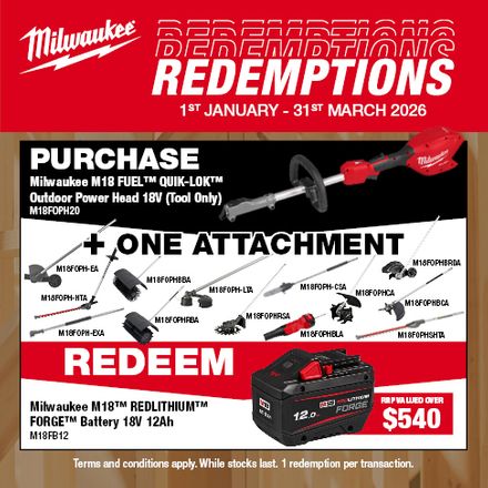 Milwaukee Power Head and QUICK-LOK Attachment Redemption Jan-Mar 2026