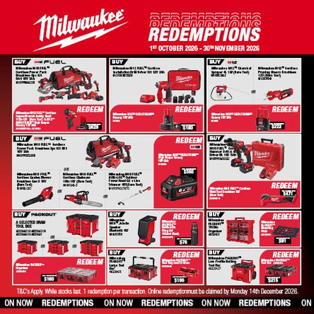 Milwaukee Q4 Redemptions 1 Oct - 30 Nov 2026