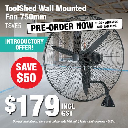 ToolShed Wall Mounted Fan PreOrder Dec 2024