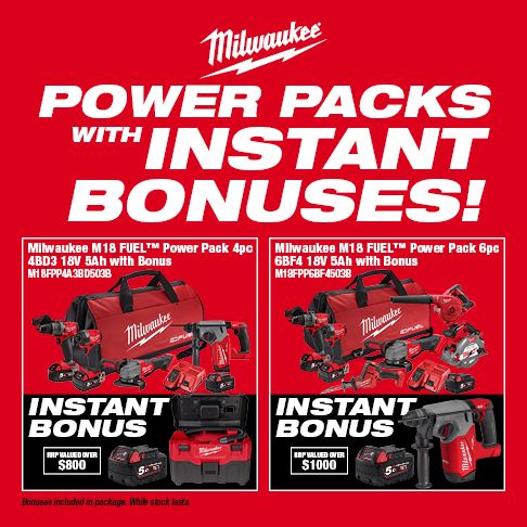 Milwaukee Power Packs with instant Bonuses