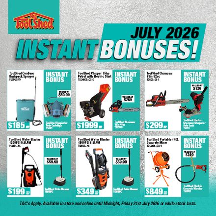 ToolShed Instant Bonus Offers July 2026