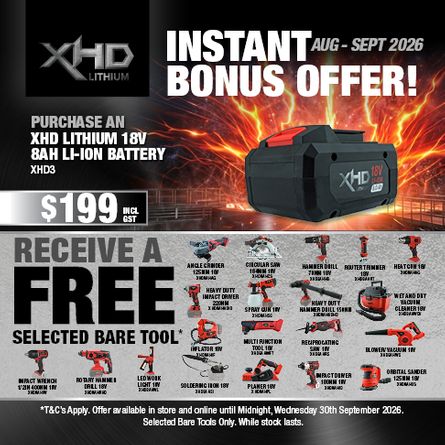 XHD Lithium 8Ah Starter Kit FREE Bare Tool 1 Aug - 7 Sep 2026