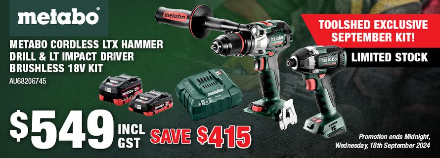 Mega Tool Sale 9-18 Sept 2024 -Metabo Hammer Drill Impact Driver